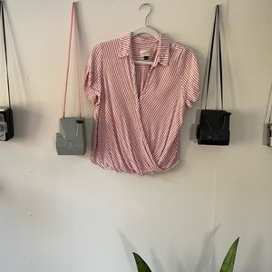 universal thread collared faux wrap blouse